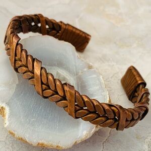 Braided Copper Vintage Cuff Bracelet